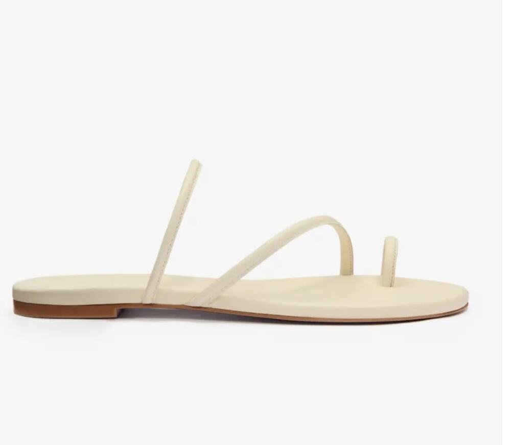Reformation Ludo Toe Ring White Strappy Flat Sandal
